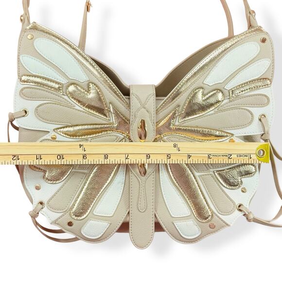 Betsey Johnson Festival RARE Gold Vegan Leather Butterfly Boho Y2K Crossbody Bag - Picture 9 of 14